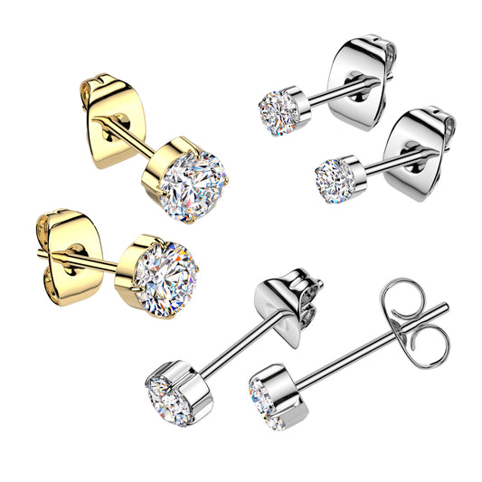 Premium G23 Titanium Claw-set Crystal Studs