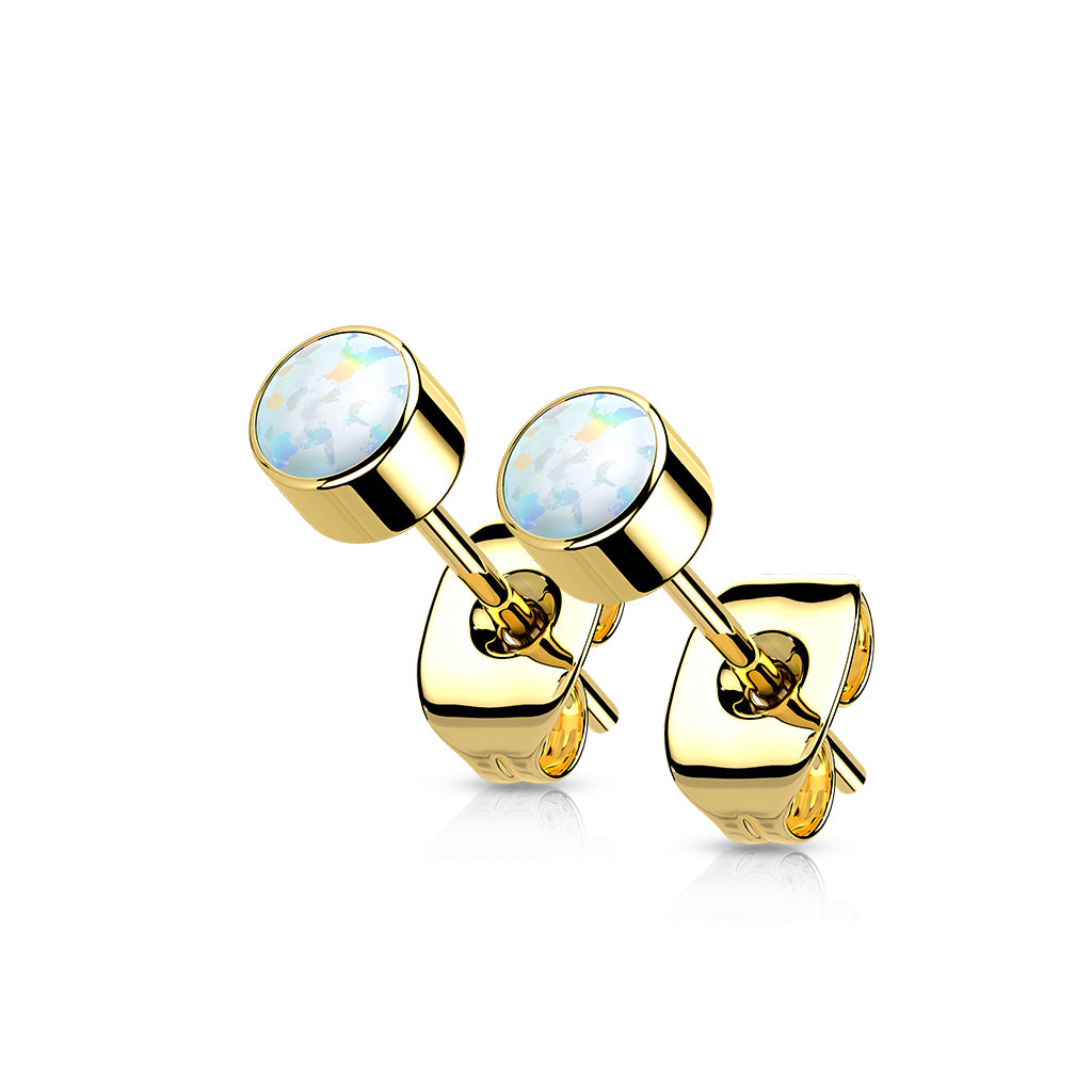 Premium G23 Titanium Bezel-Set Opal Studs