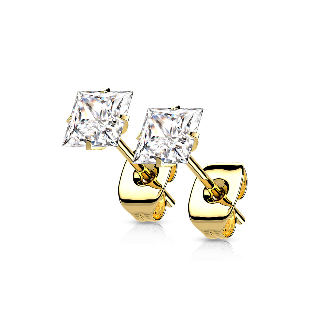 Premium G23 Titanium Claw-Set Square Studs 20g