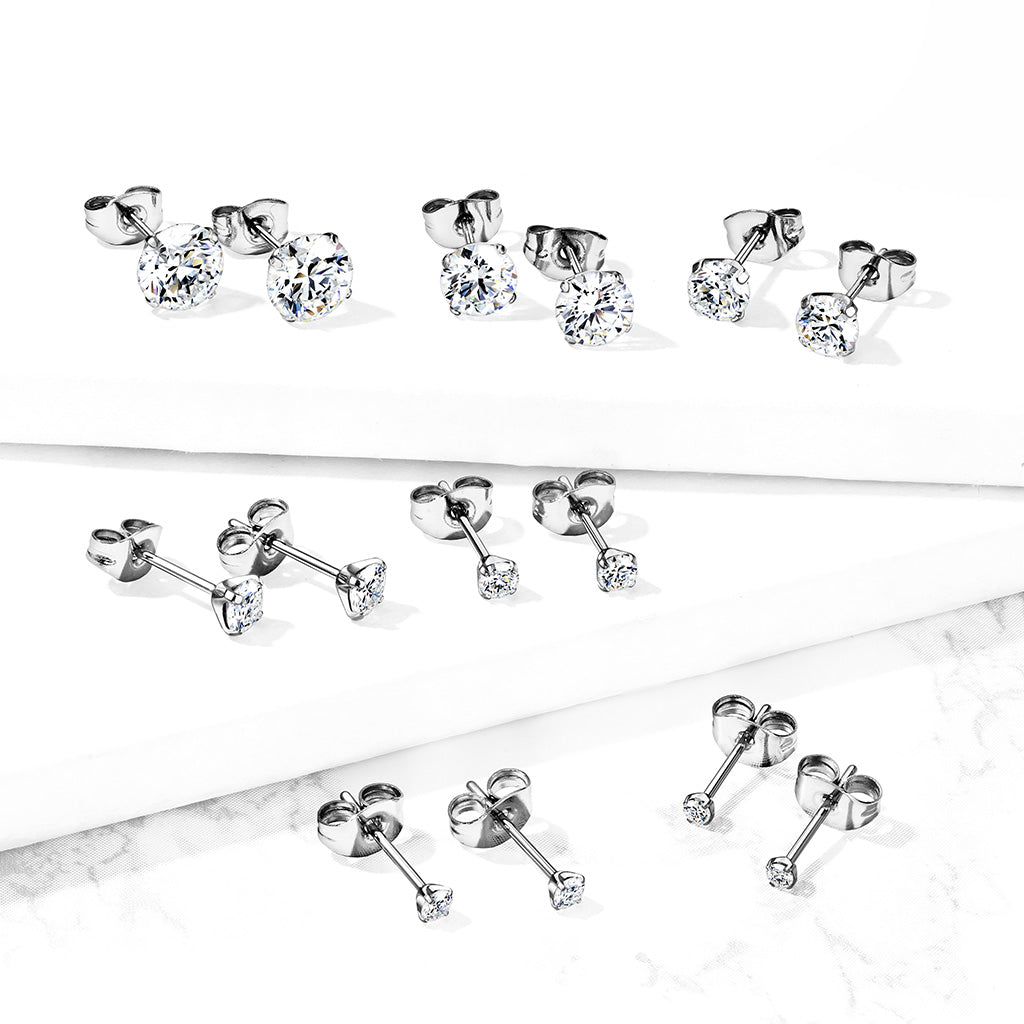 Premium G23 Titanium Crystal Claw-Set SS Butterfly Studs
