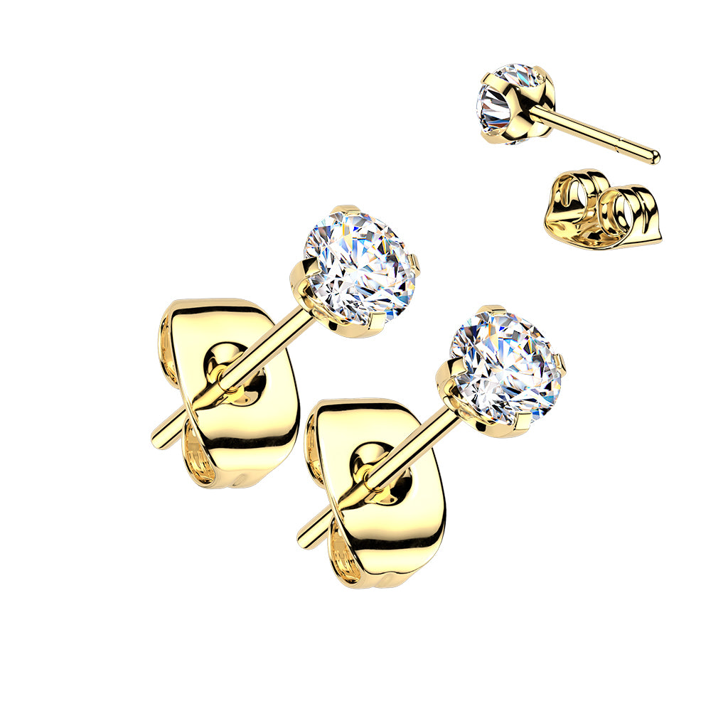 Premium G23 Titanium Crystal Claw-Set Round Back Studs