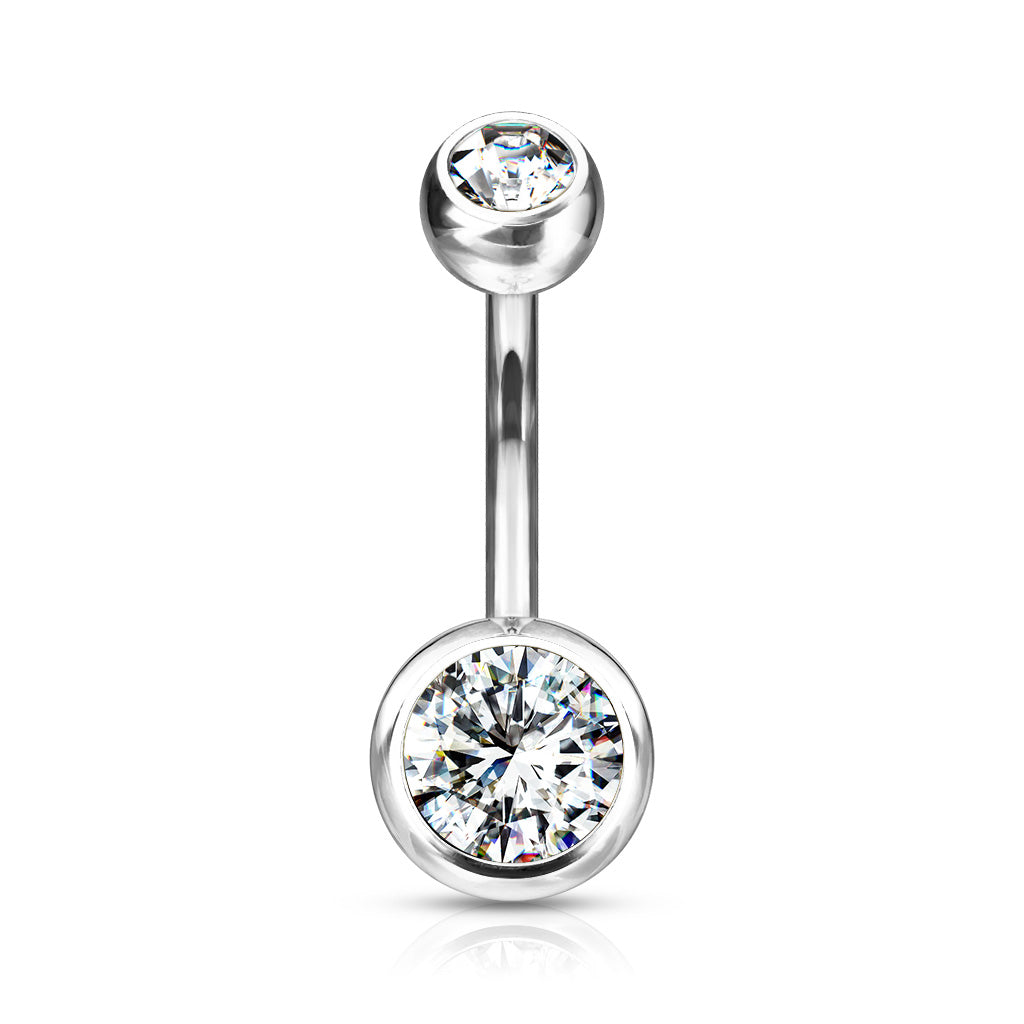 Premium G23 Titanium Crystal Navel Barbell Externally Threaded 14g