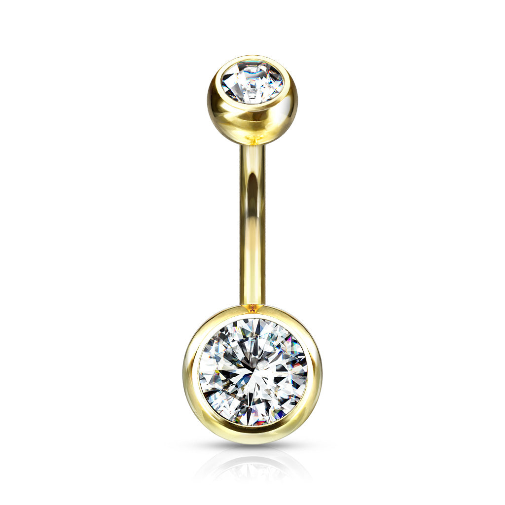 Premium G23 Titanium Crystal Navel Barbell Externally Threaded 14g