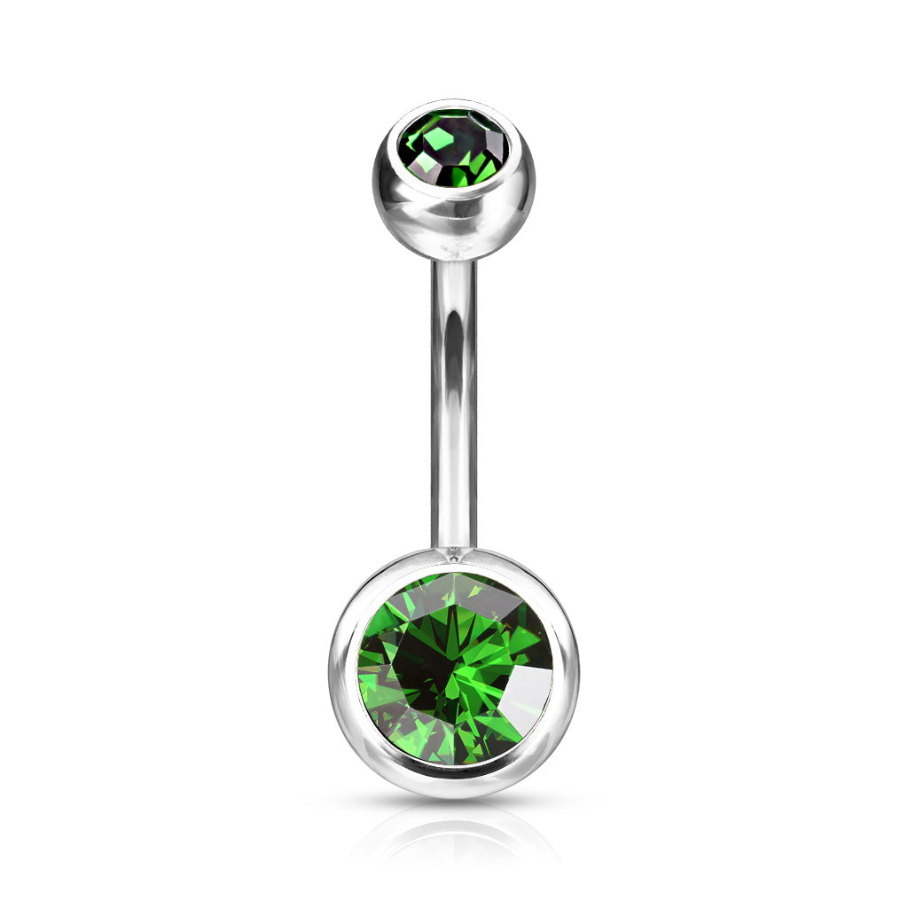 Premium G23 Titanium Crystal Navel Barbell Externally Threaded 14g