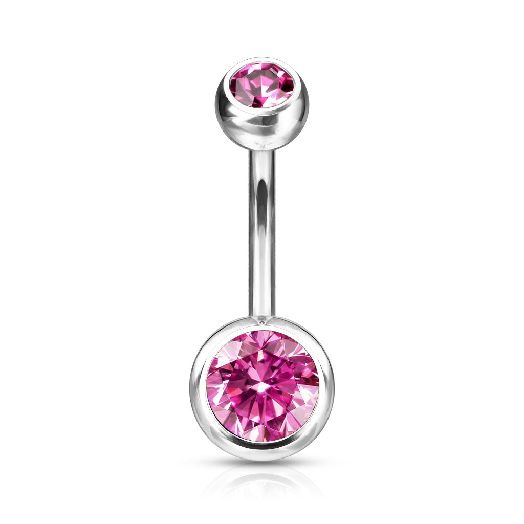 Premium G23 Titanium Crystal Navel Barbell Externally Threaded 14g