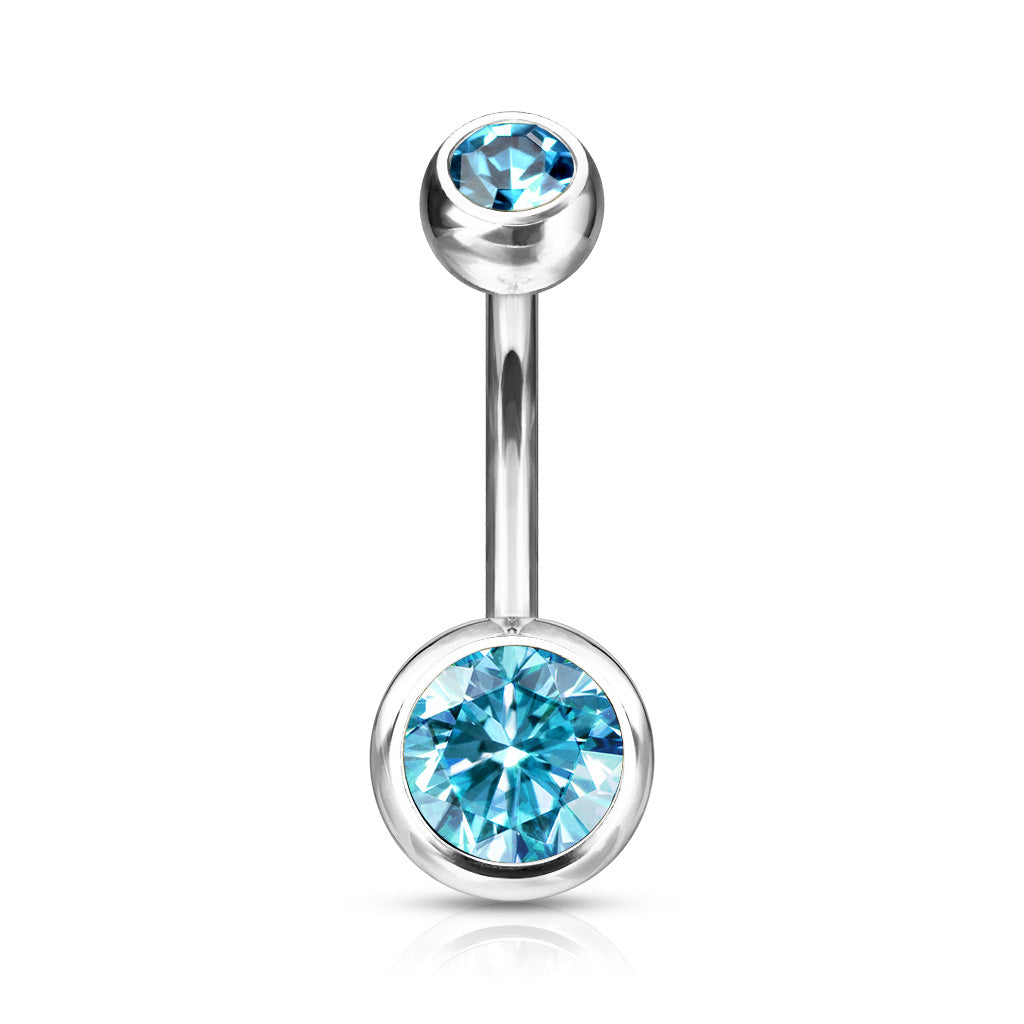 Premium G23 Titanium Crystal Navel Barbell Externally Threaded 14g