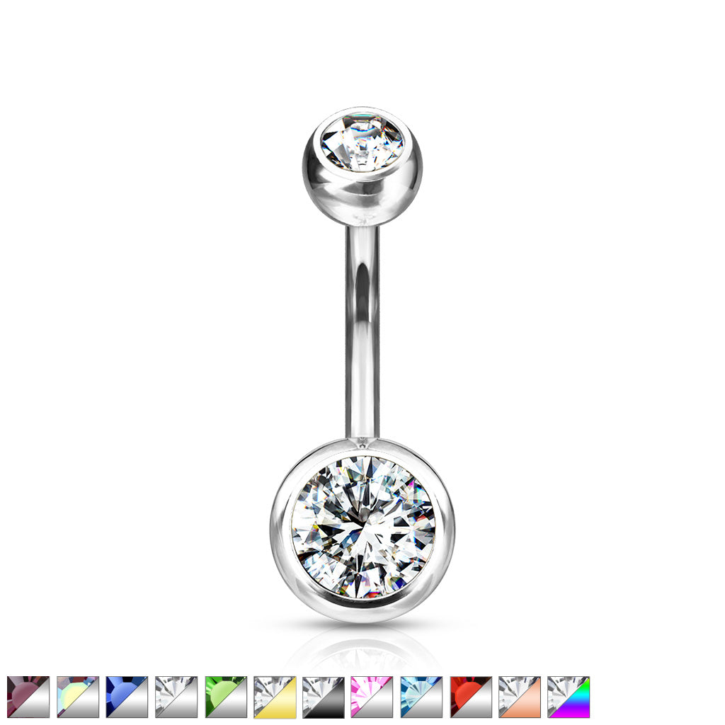 Premium G23 Titanium Crystal Navel Barbell Externally Threaded 14g