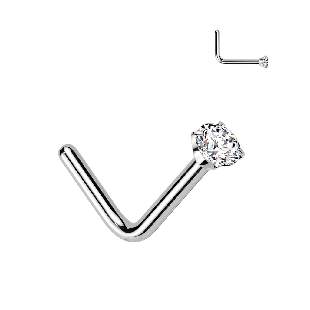 Premium G23 Titanium Claw-Set Crystal Nose Pin 18g
