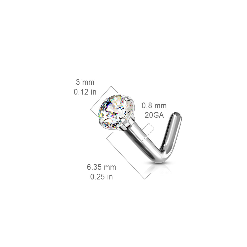 Premium G23 Titanium Claw-Set Crystal Nose Pin 18g