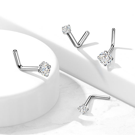 Premium G23 Titanium Claw-Set Crystal Nose Pin 18g