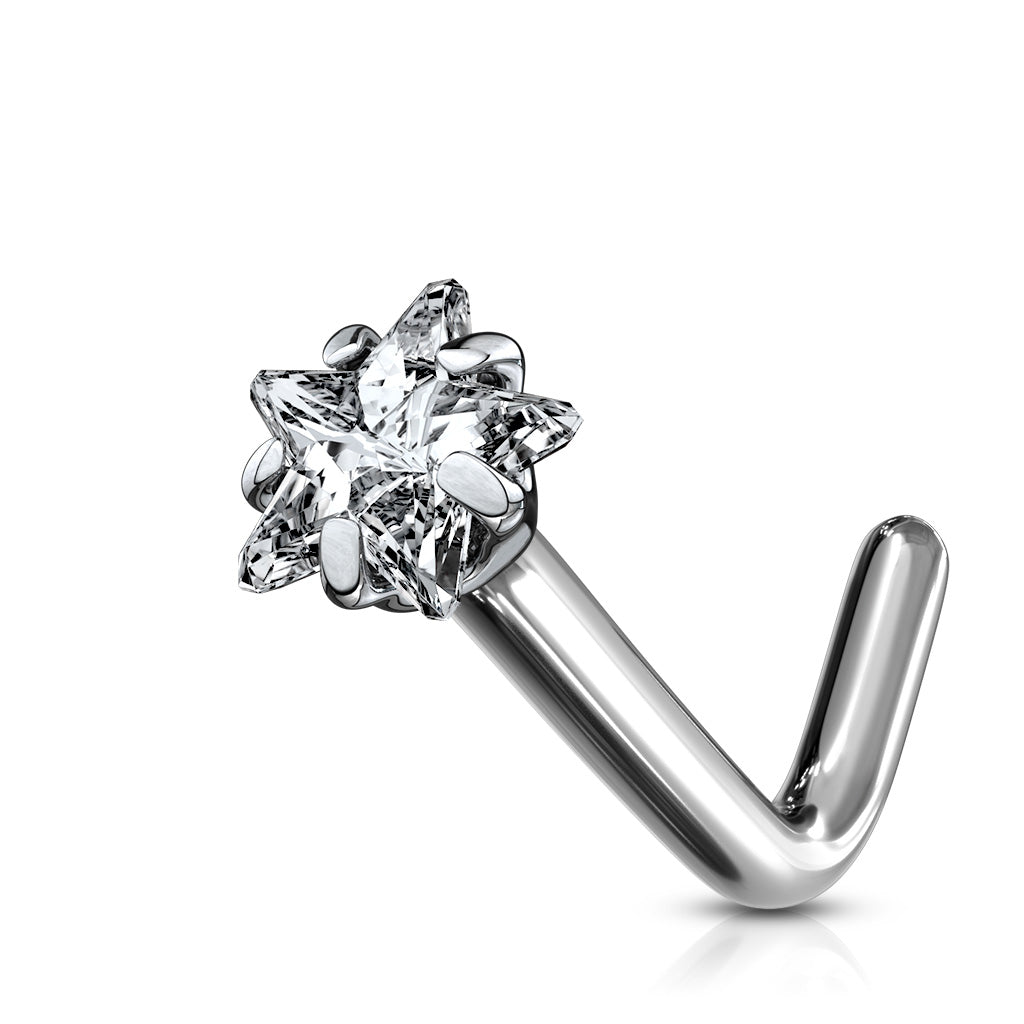 Premium G23 Titanium Claw-Set Star Crystal Nose Pin