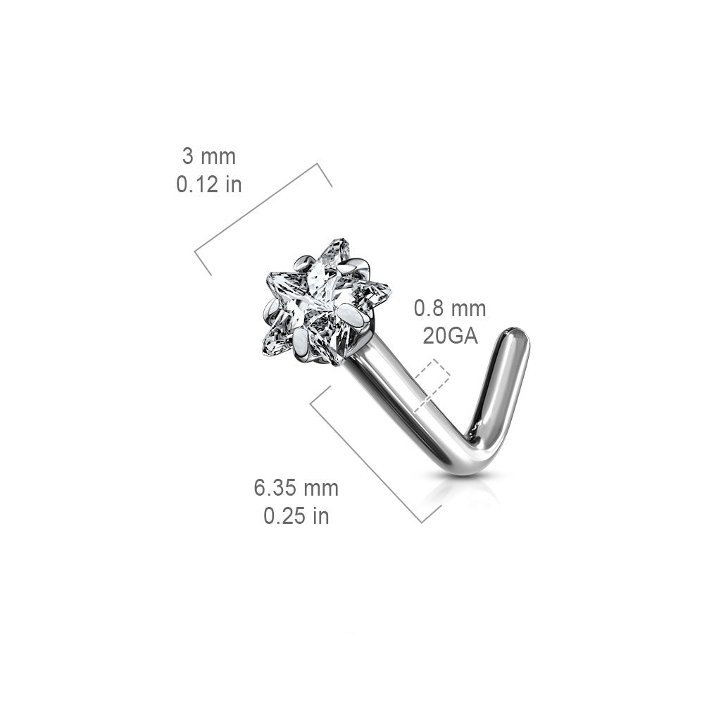 Premium G23 Titanium Claw-Set Star Crystal Nose Pin