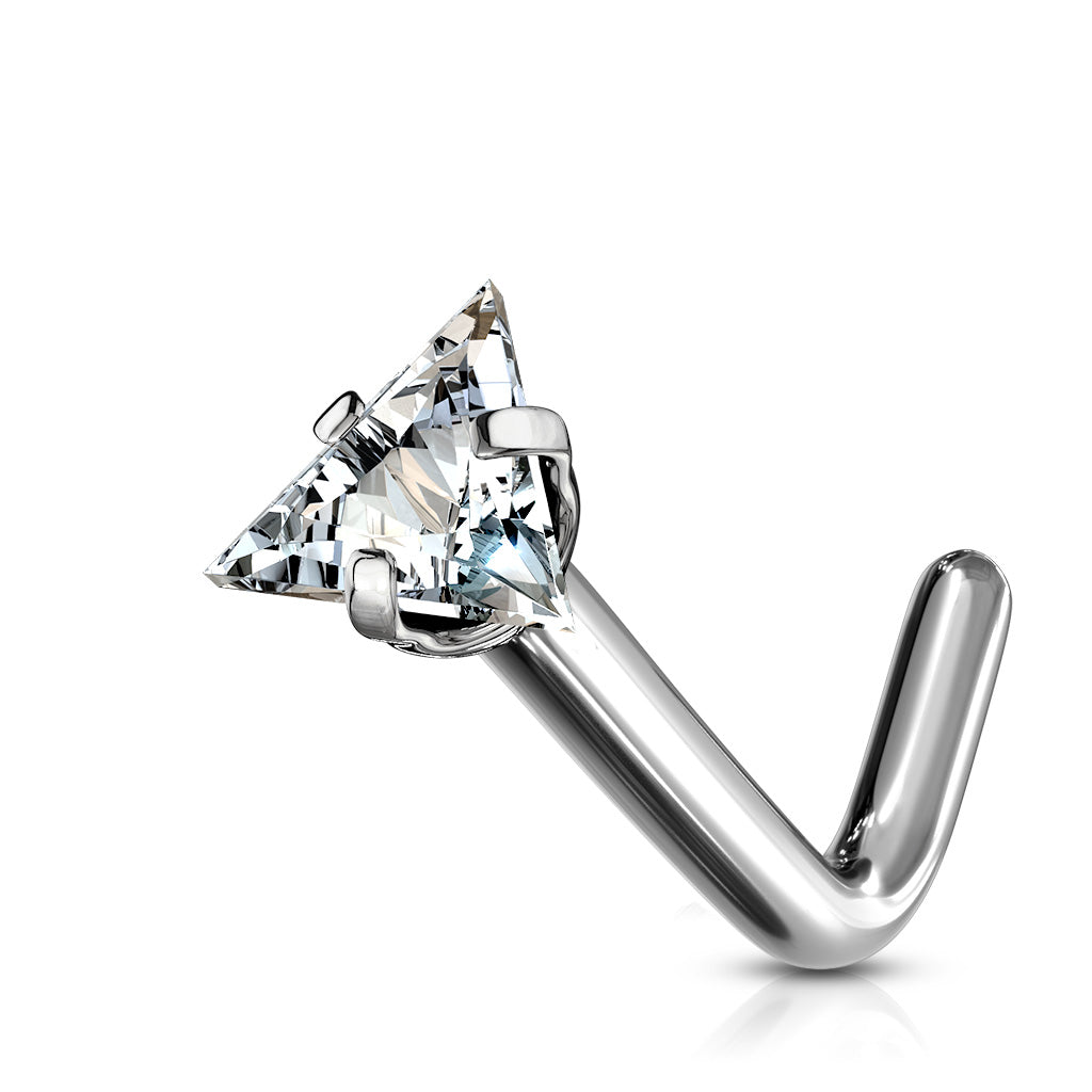 Premium G23 Titanium Claw-Set Triangle Crystal Nose Pin