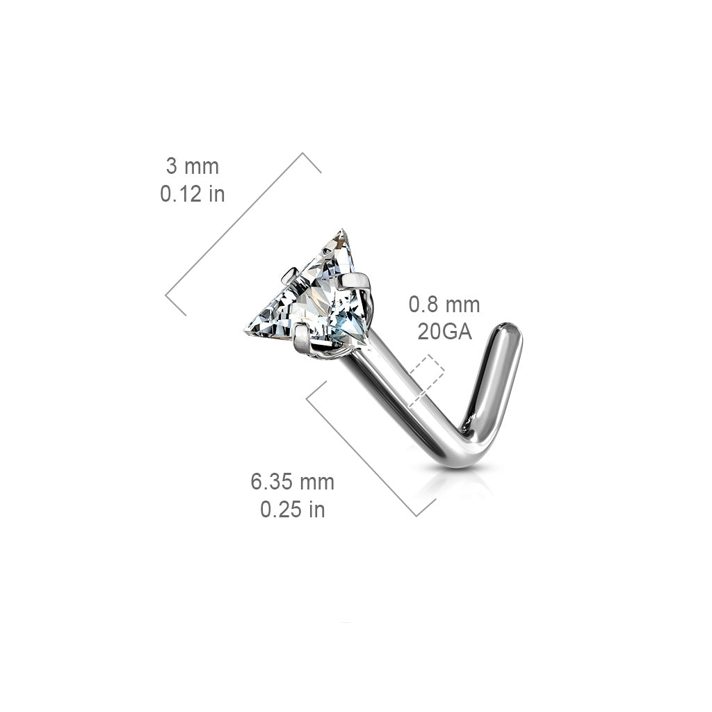 Premium G23 Titanium Claw-Set Triangle Crystal Nose Pin