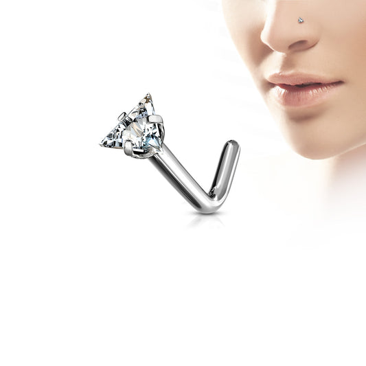 Premium G23 Titanium Claw-Set Triangle Crystal Nose Pin