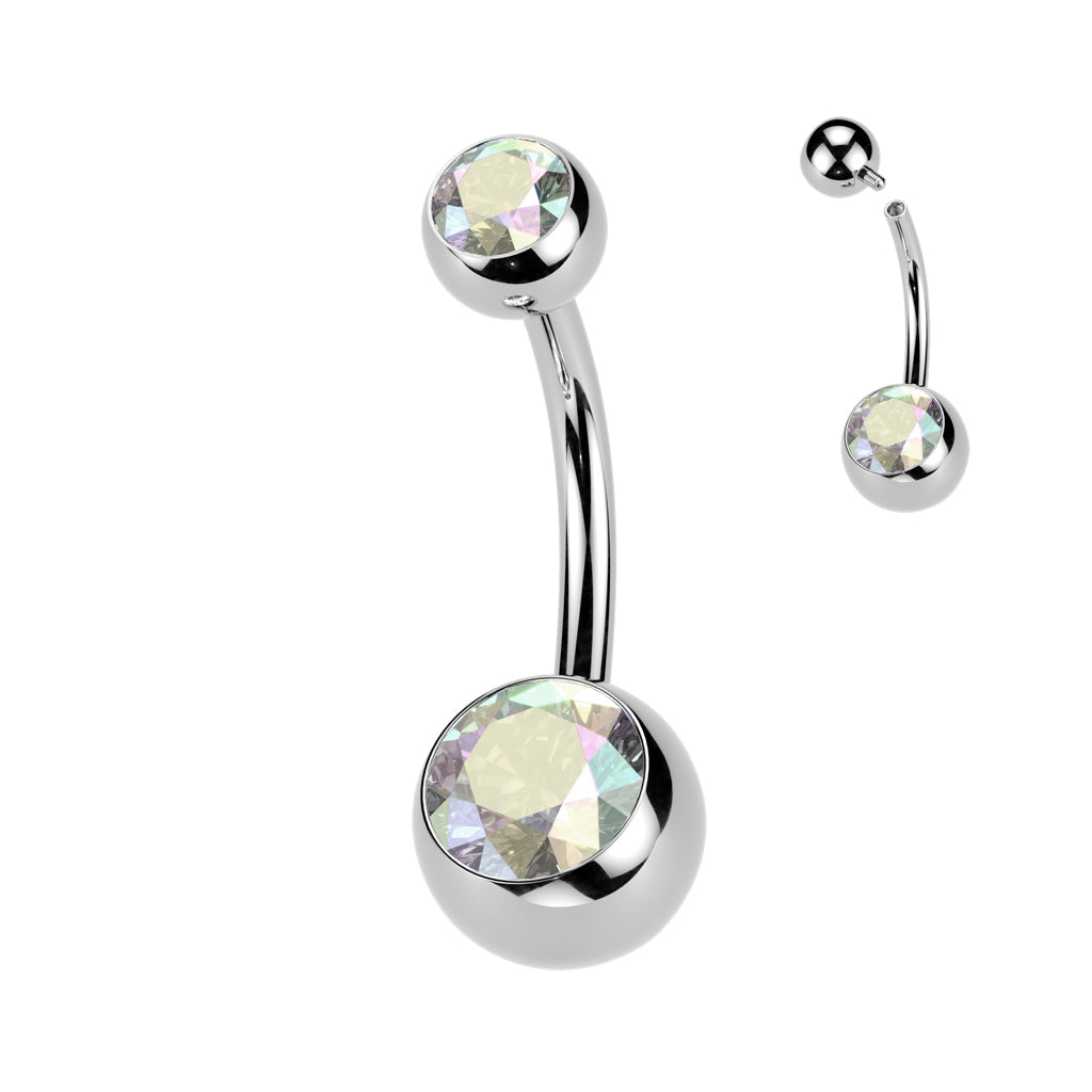 Premium G23 Titanium Crystal Navel Barbell 14g