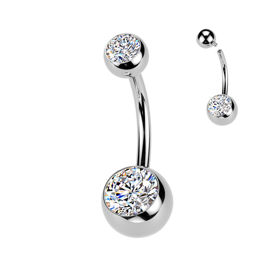 PREMIUM G23 Titanium Small Crystal Navel Barbell 14g