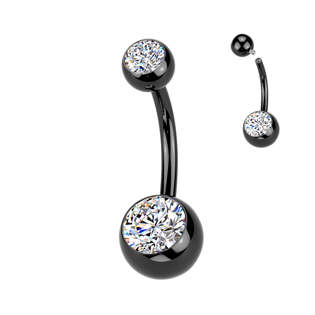 Premium G23 Titanium Crystal Navel Barbell 14g