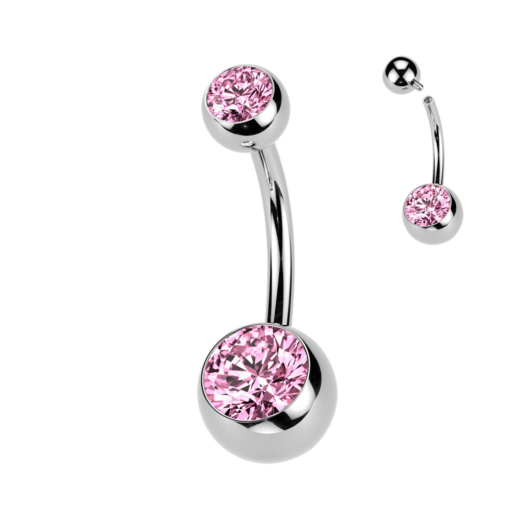 Premium G23 Titanium Crystal Navel Barbell 14g
