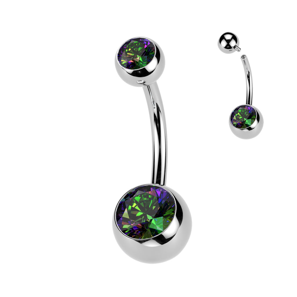 Premium G23 Titanium Crystal Navel Barbell 14g