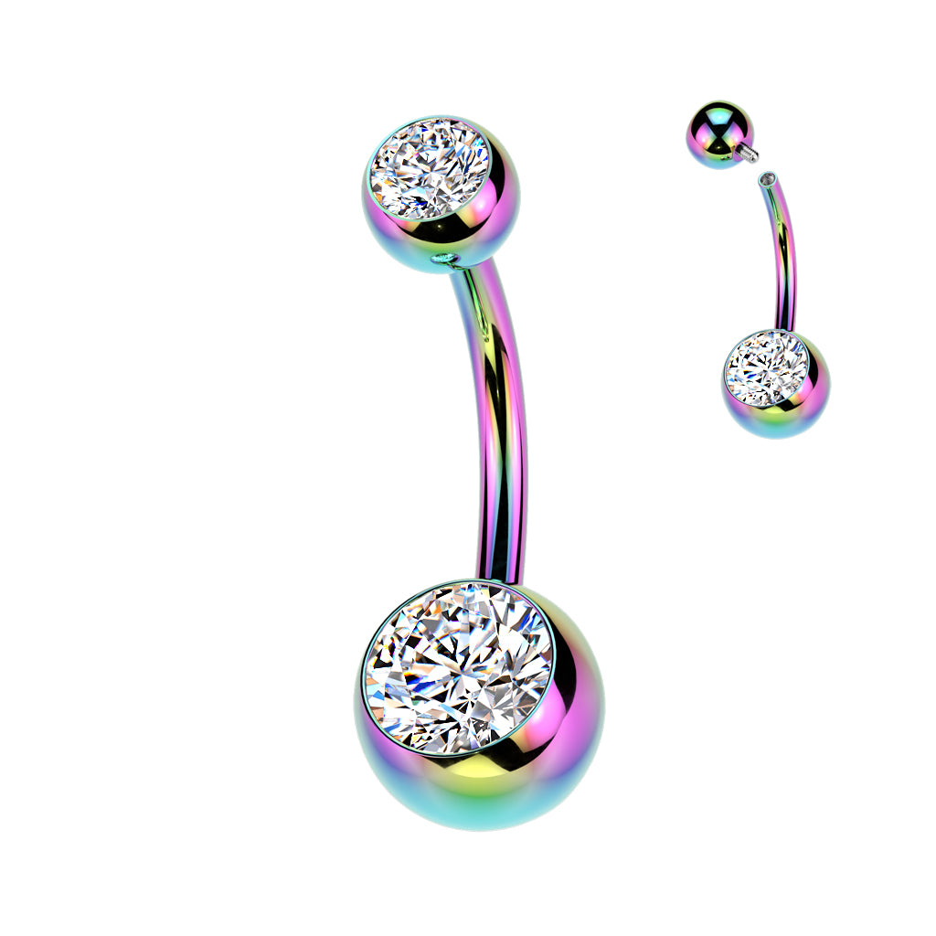 Premium G23 Titanium Crystal Navel Barbell 14g