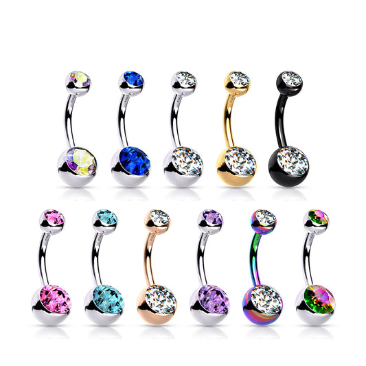 Premium G23 Titanium Crystal Navel Barbell 14g