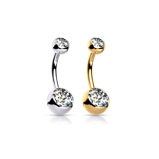 Premium G23 Titanium Small Crystal Navel Barbell 14g