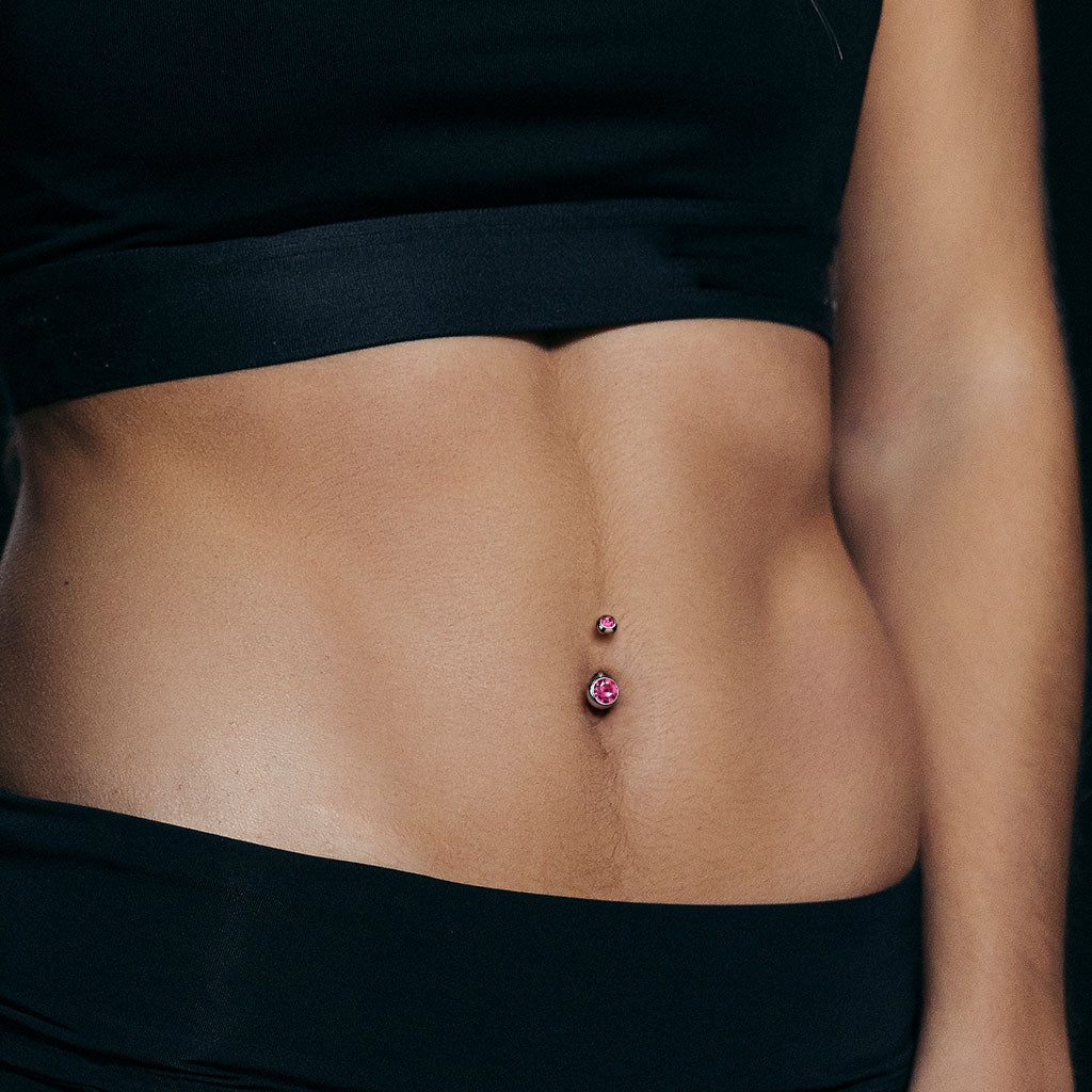 Premium G23 Titanium Small Crystal Navel Barbell 14g