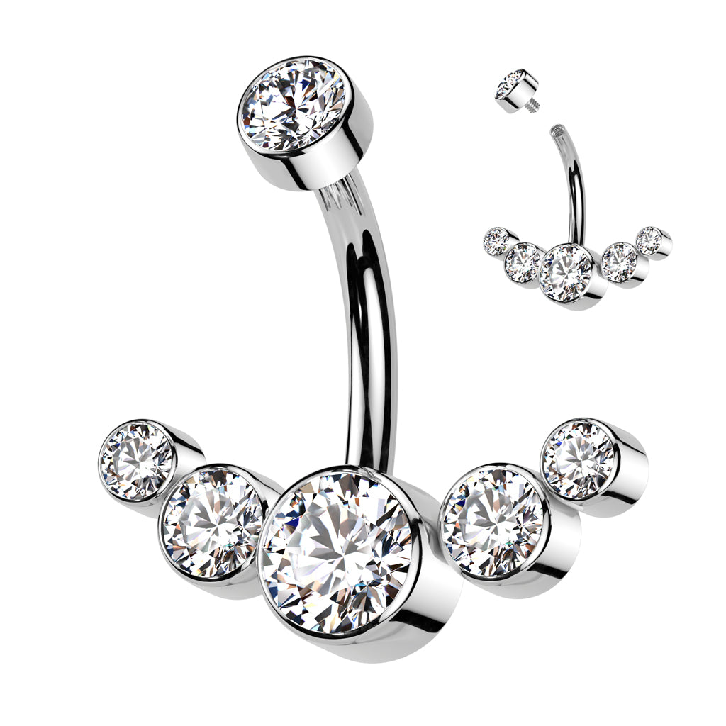 PREMIUM Titanium Crystal Rim Navel Barbell 14g