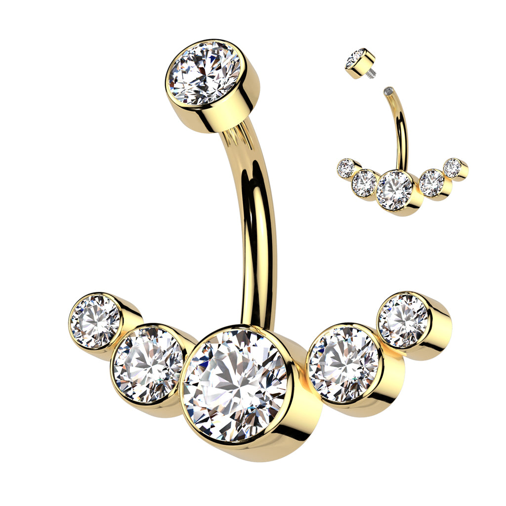 PREMIUM Titanium Crystal Rim Navel Barbell 14g