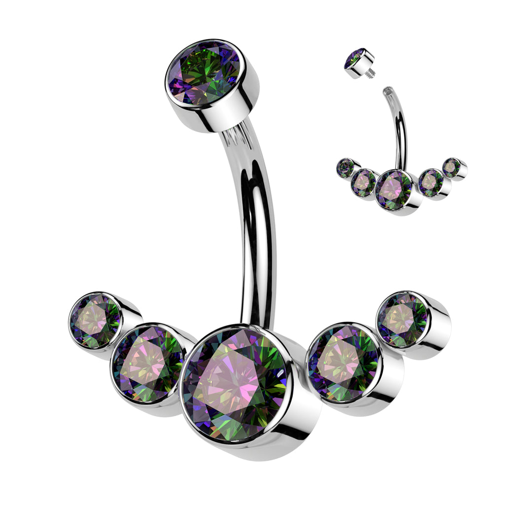 PREMIUM Titanium Crystal Rim Navel Barbell 14g