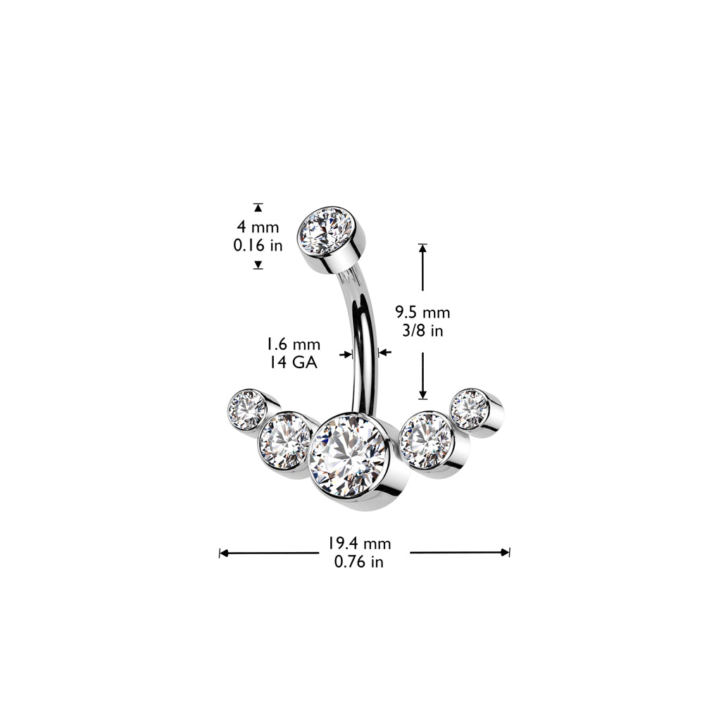 PREMIUM Titanium Crystal Rim Navel Barbell 14g