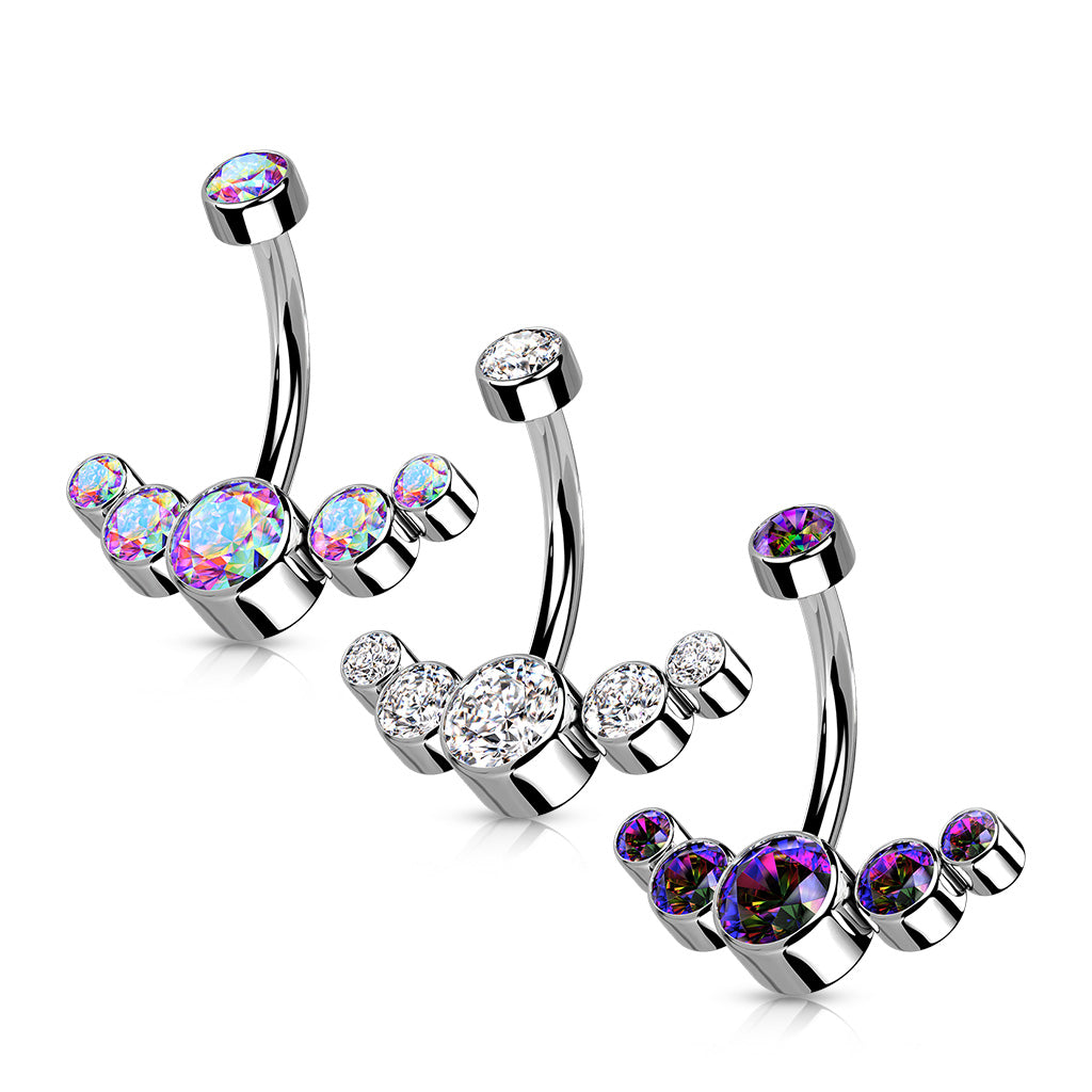 PREMIUM Titanium Crystal Rim Navel Barbell 14g