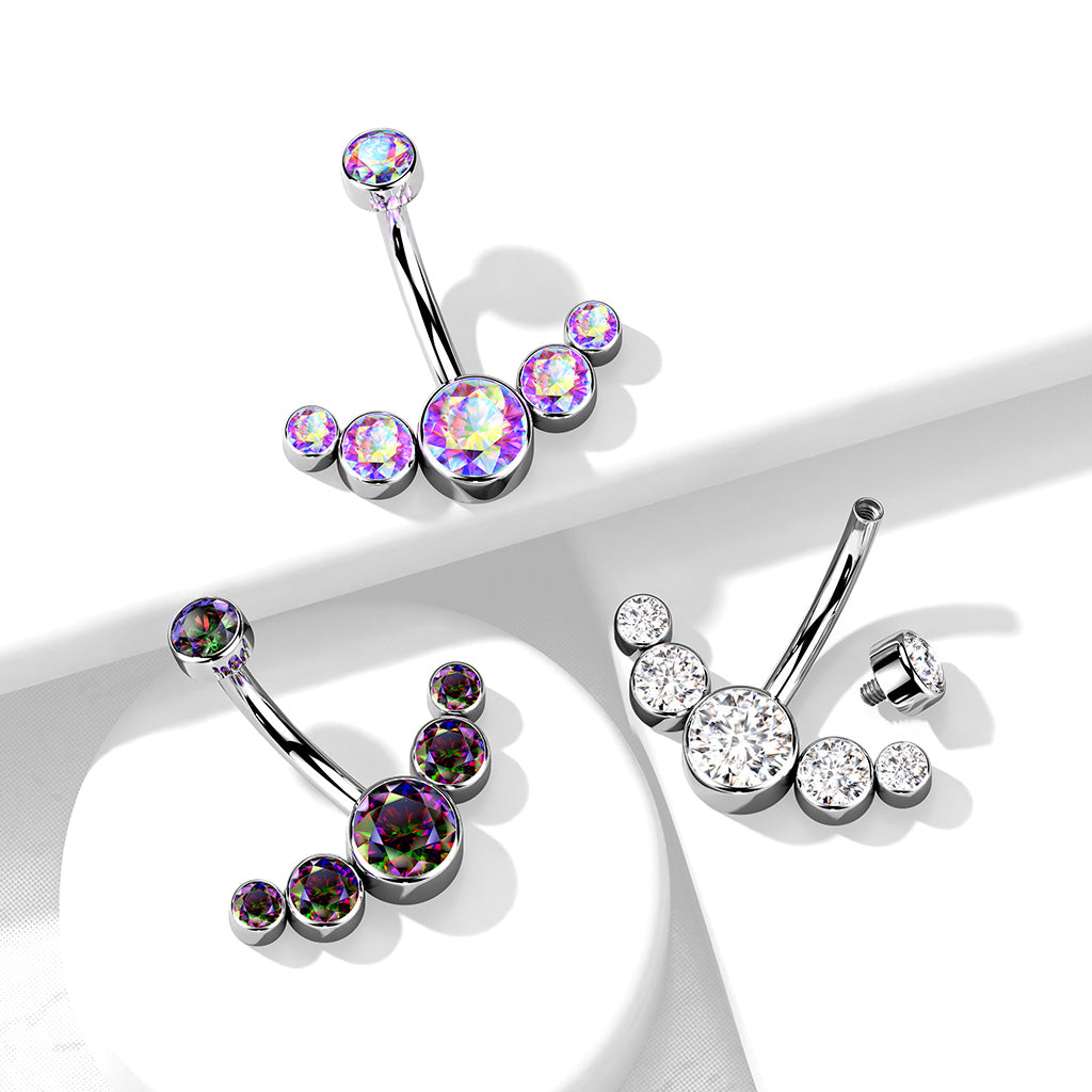 PREMIUM Titanium Crystal Rim Navel Barbell 14g