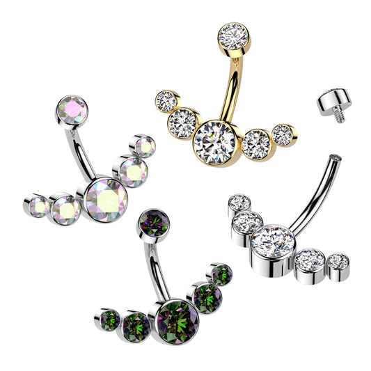 Premium G23 Titanium Crystal Rim Navel Barbell 14g