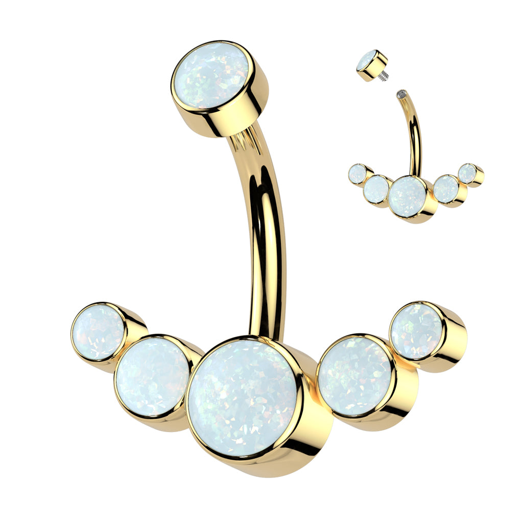 Premium G23 Titanium Bezel-Set Opal Rim Belly Ring 14g