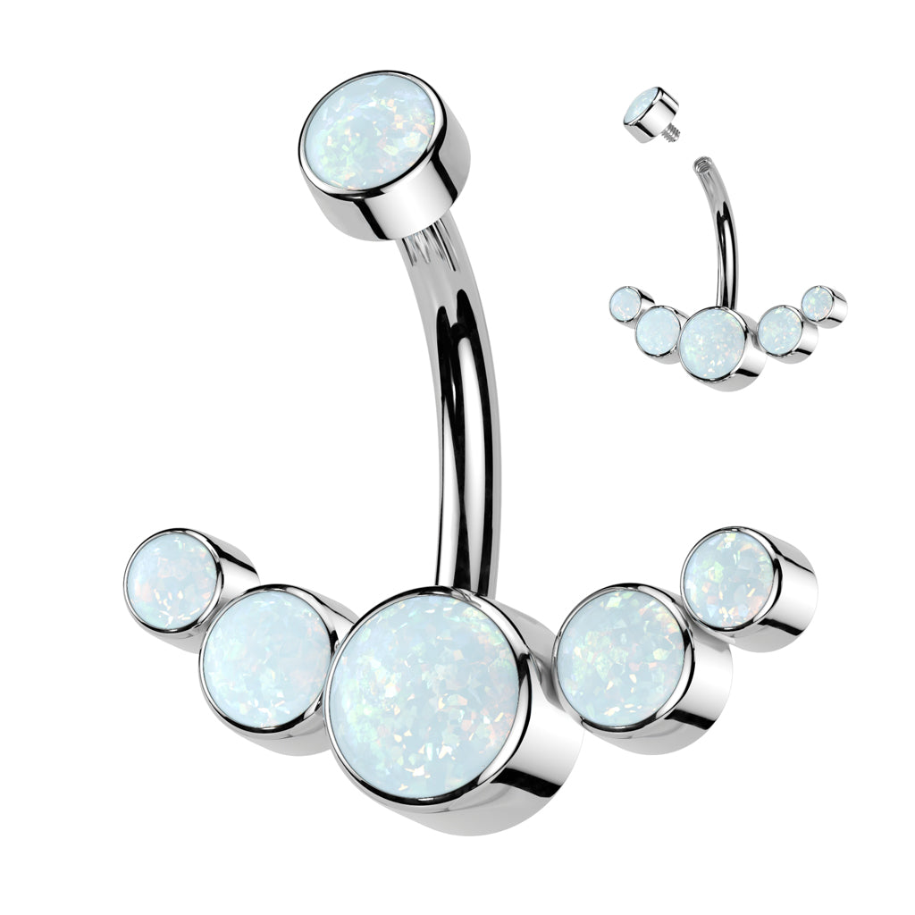 Premium G23 Titanium Bezel-Set Opal Rim Belly Ring 14g