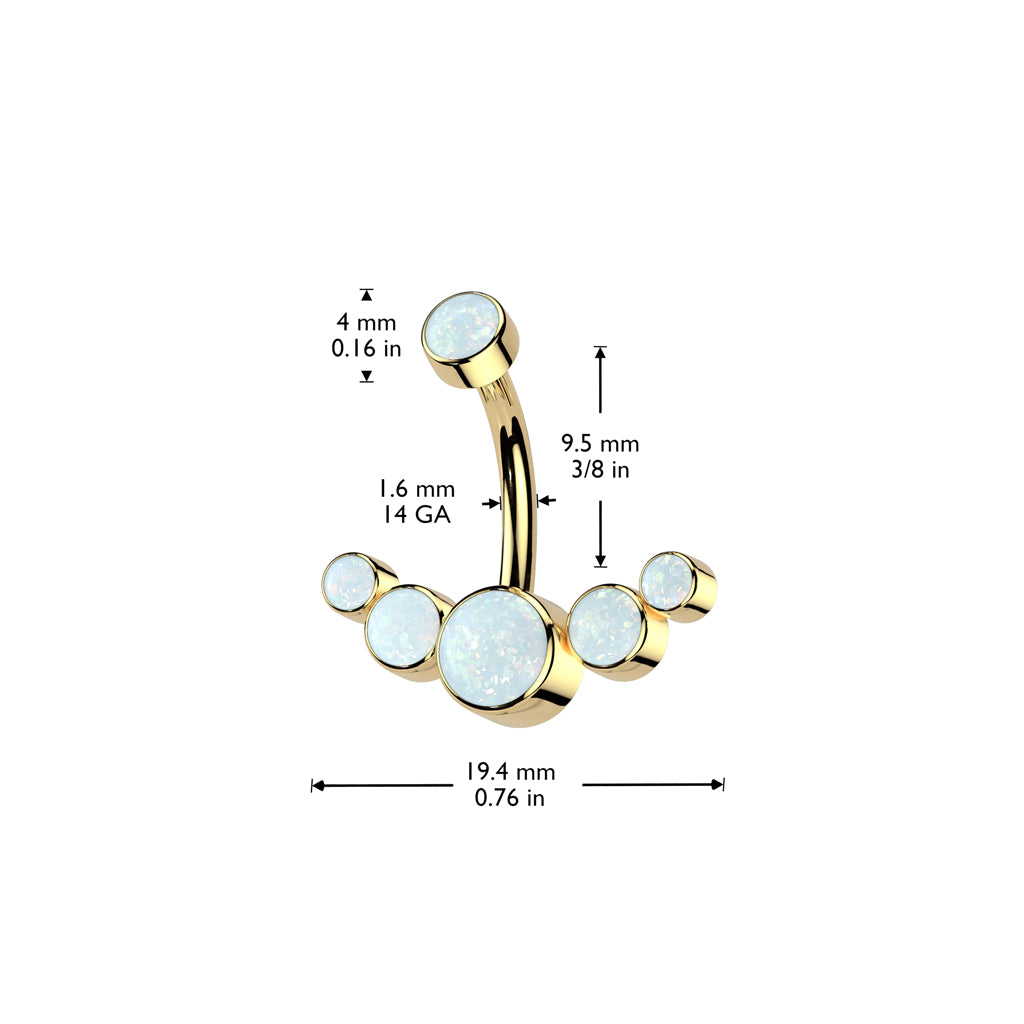 Premium G23 Titanium Bezel-Set Opal Rim Belly Ring 14g