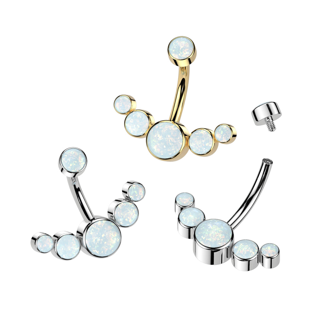 Premium G23 Titanium Bezel-Set Opal Rim Belly Ring 14g