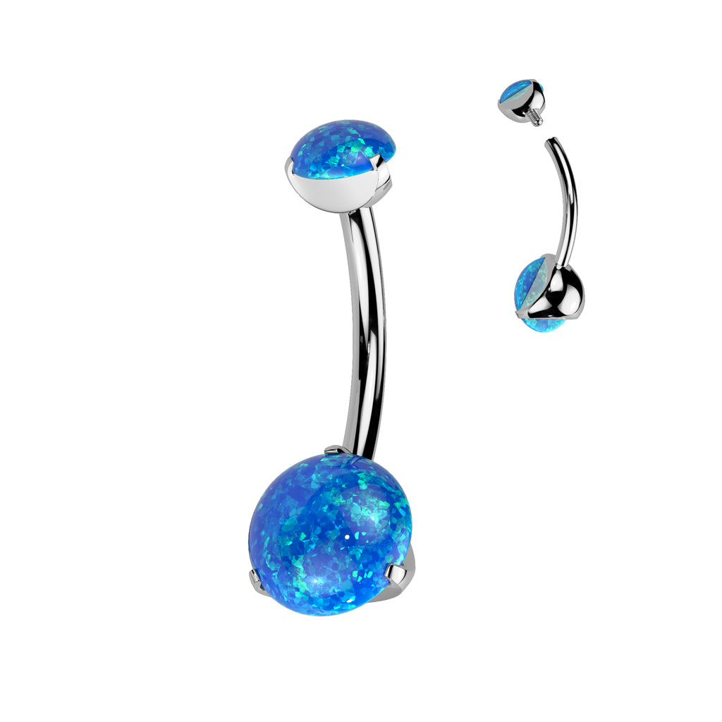 Premium G23 Titanium Claw-set Opal Navel Barbell 14g