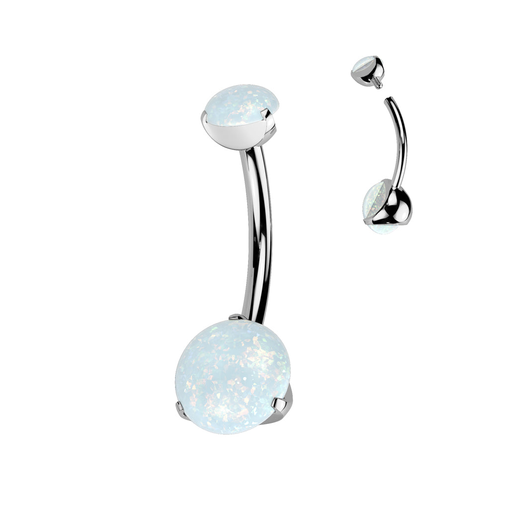 Premium G23 Titanium Claw-set Opal Navel Barbell 14g