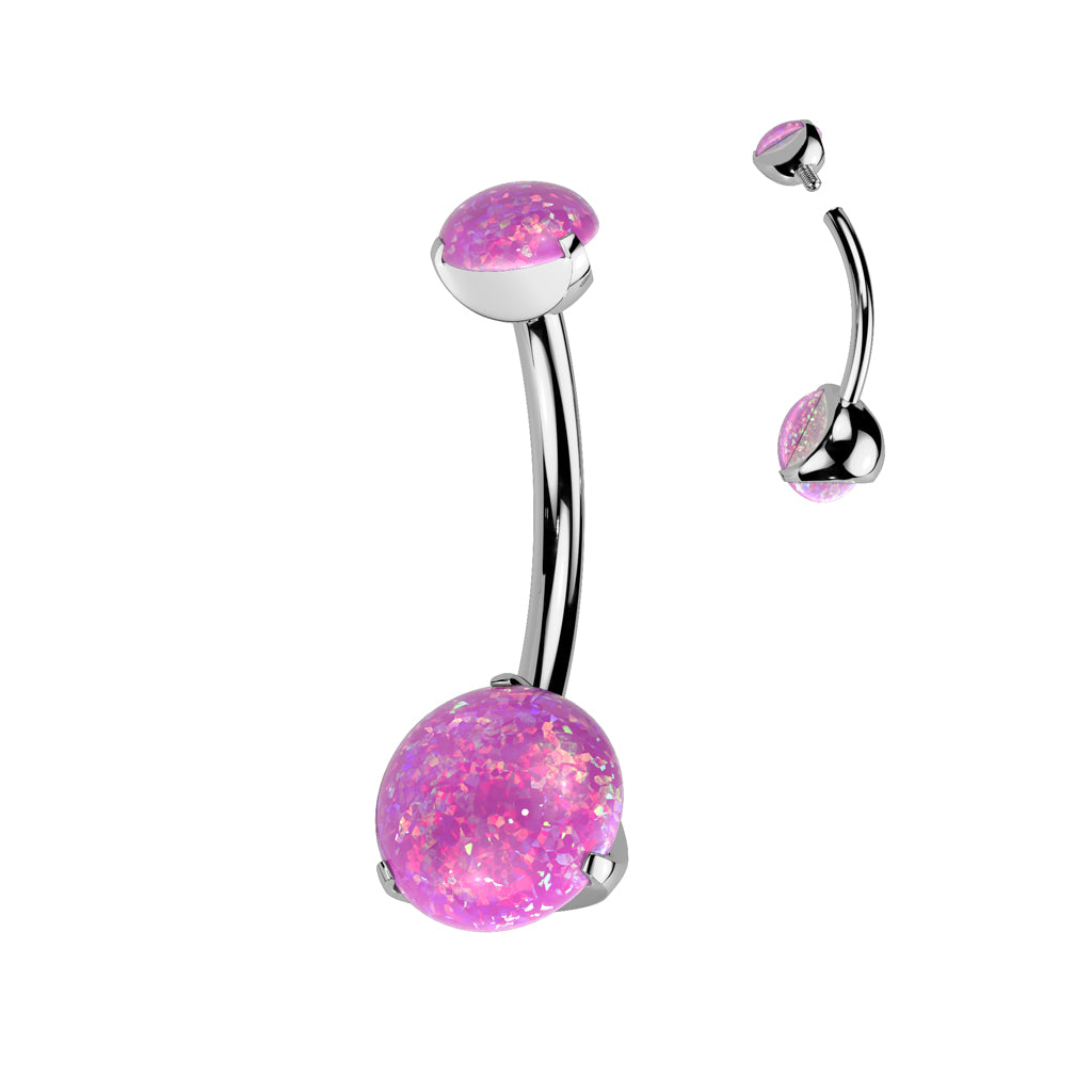 Premium G23 Titanium Claw-set Opal Navel Barbell 14g