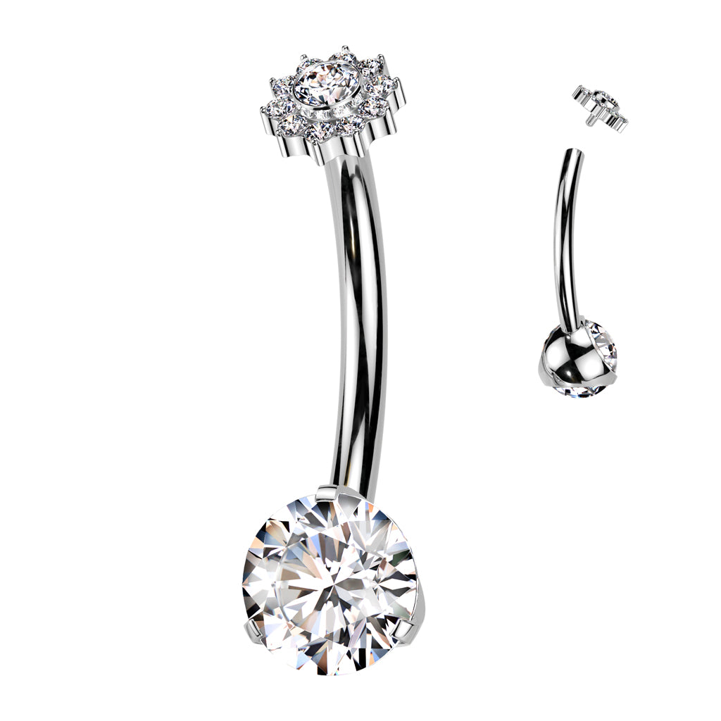 Premium G23 Titanium Crystal Bloom Navel Barbell 14g
