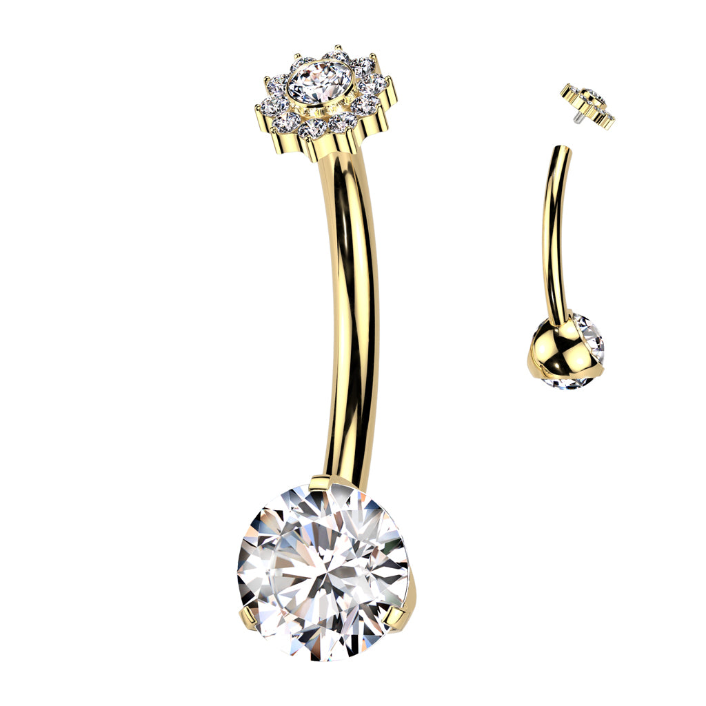 Premium G23 Titanium Crystal Bloom Navel Barbell 14g
