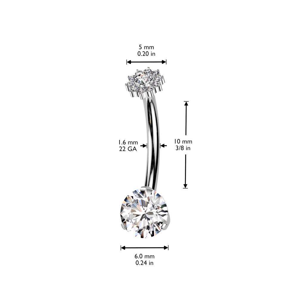 Premium G23 Titanium Crystal Bloom Navel Barbell 14g