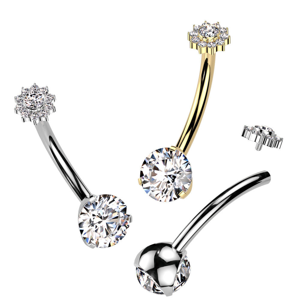 Premium G23 Titanium Crystal Bloom Navel Barbell 14g