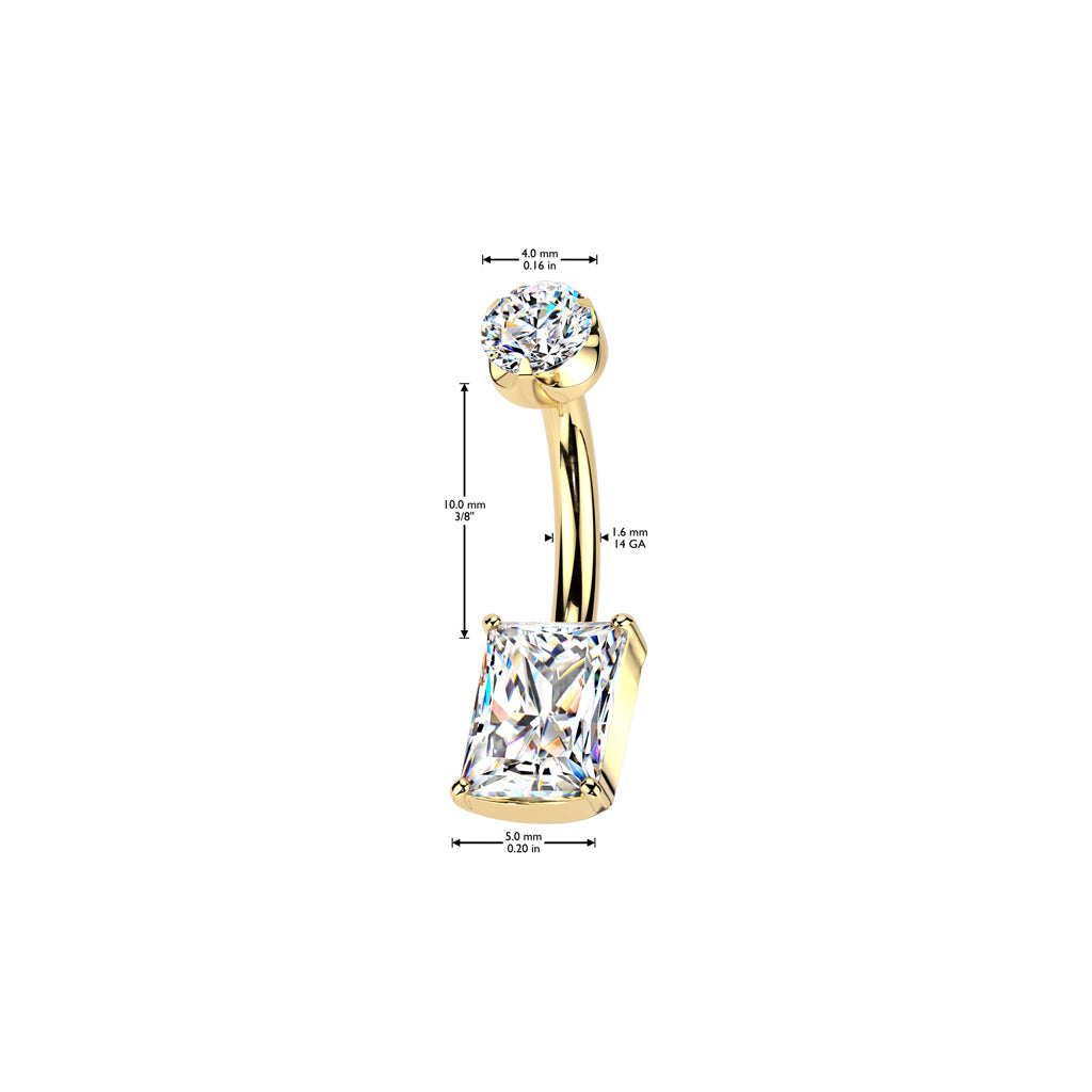 Premium G23 Titanium Radiant-Cut Claw-Set Crystal Belly Ring 14g