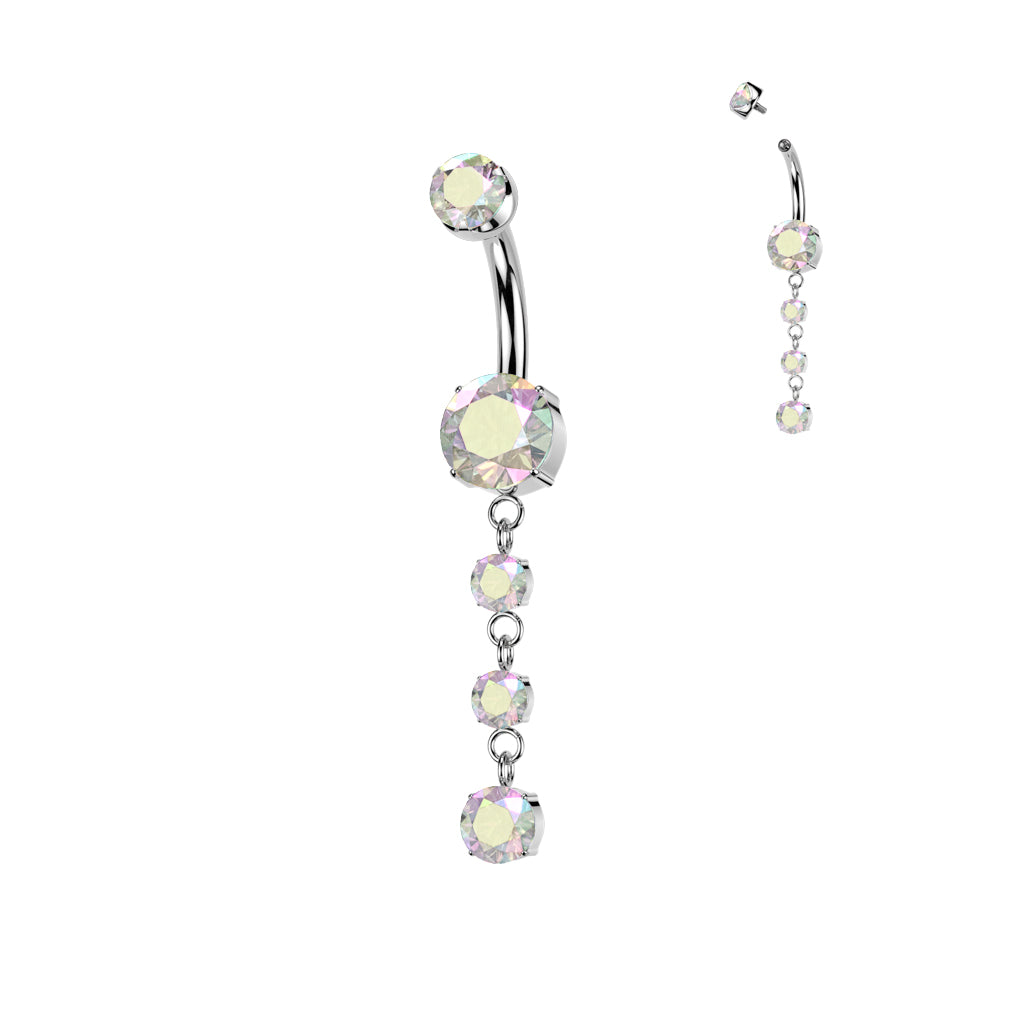 Premium G23 Titanium Crystal Cascade Navel Dangle 14g