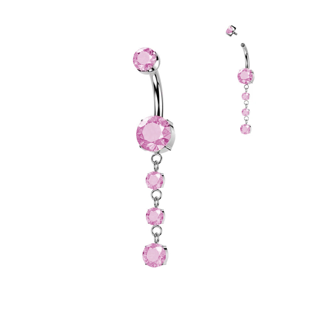 Premium G23 Titanium Crystal Cascade Navel Dangle 14g