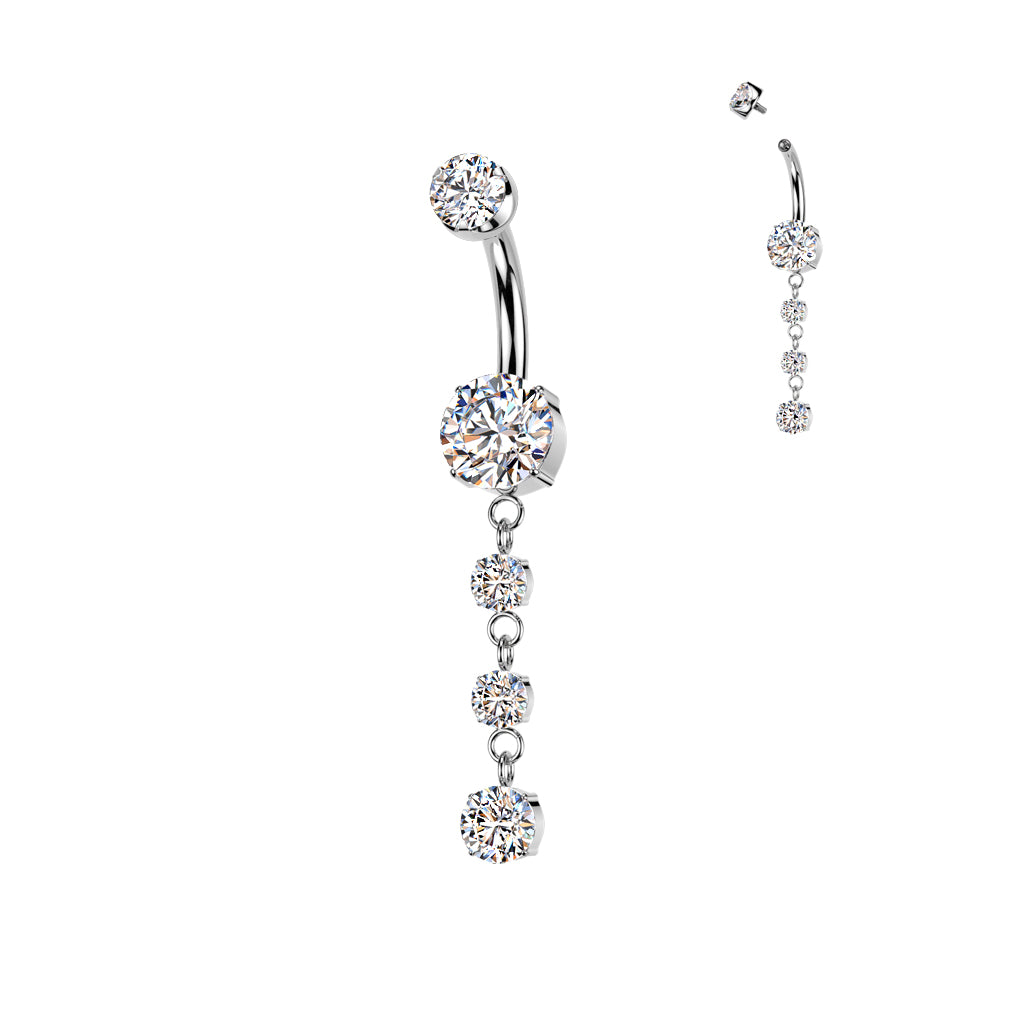 Premium G23 Titanium Crystal Cascade Navel Dangle 14g